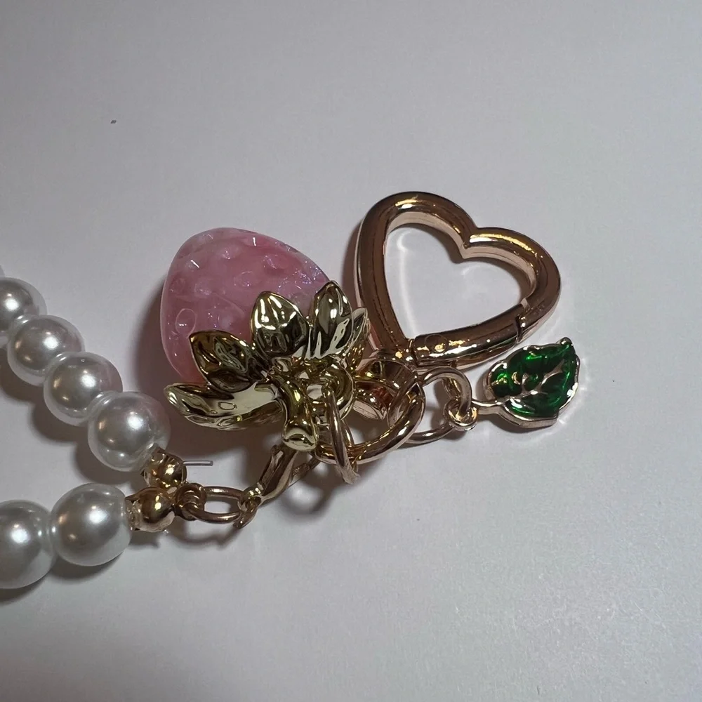 Strawberry Pearl Key/Purse Charm. Pink